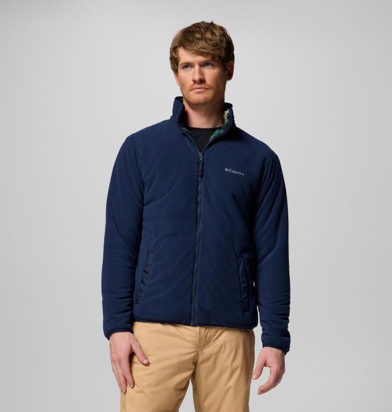 Men's Winter Pass Reversible Sherpa Fleece Jacket, Color: Collegiate Navy, Tracks, image 5