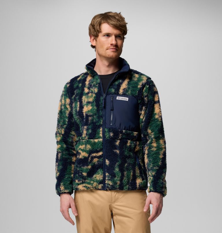Men's Winter Pass Reversible Sherpa Fleece Jacket, Color: Collegiate Navy, Tracks, image 1