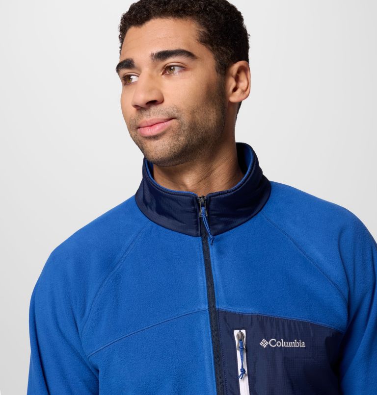Men's Fast Trek Overlay Full Zip Fleece Jacket, Color: Mtn Blue, Coll Navy, image 6
