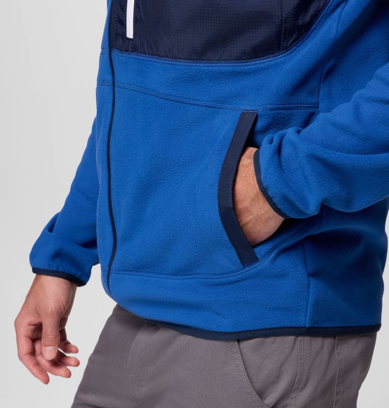 Men's Fast Trek Overlay Full Zip Fleece Jacket, Color: Mtn Blue, Coll Navy, image 7