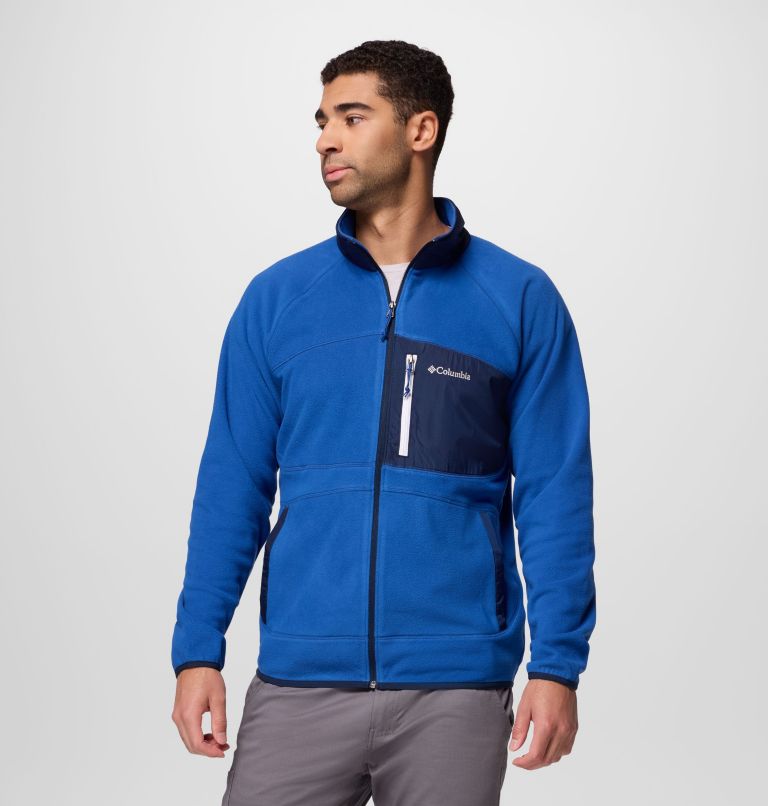 Men's Fast Trek Overlay Full Zip Fleece Jacket, Color: Mtn Blue, Coll Navy, image 1