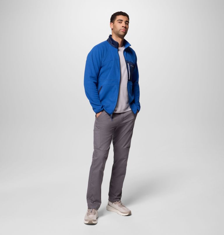 Men's Fast Trek Overlay Full Zip Fleece Jacket, Color: Mtn Blue, Coll Navy, image 2