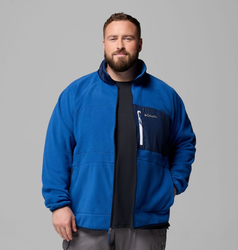 Men's Fast Trek Overlay Full Zip Fleece Jacket - Big, Color: Mtn Blue, Coll Navy, image 5