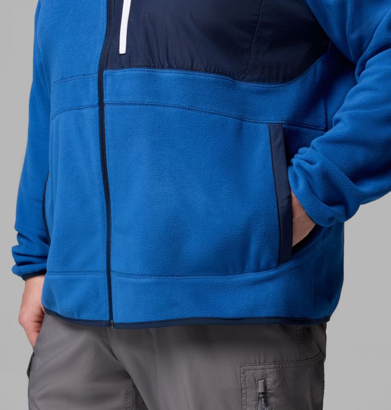 Men's Fast Trek Overlay Full Zip Fleece Jacket - Big, Color: Mtn Blue, Coll Navy, image 7