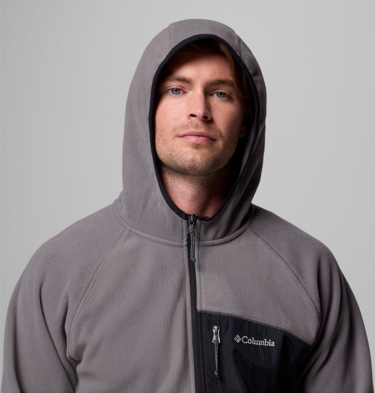 Men's Fast Trek Overlay Hooded Full Zip Jacket, Color: City Grey, Black, image 6