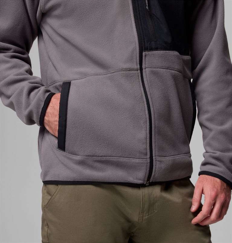 Men's Fast Trek Overlay Hooded Full Zip Jacket, Color: City Grey, Black, image 7