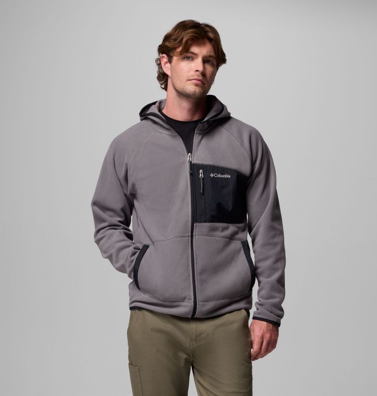 Men's Fast Trek Overlay Hooded Full Zip Jacket, Color: City Grey, Black, image 1