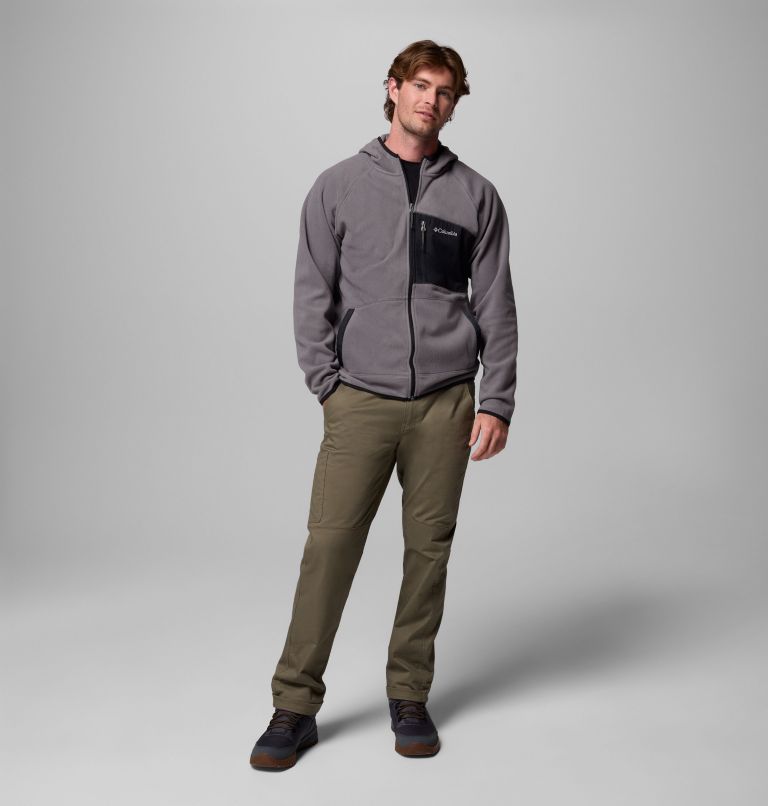 Men's Fast Trek Overlay Hooded Full Zip Jacket, Color: City Grey, Black, image 2