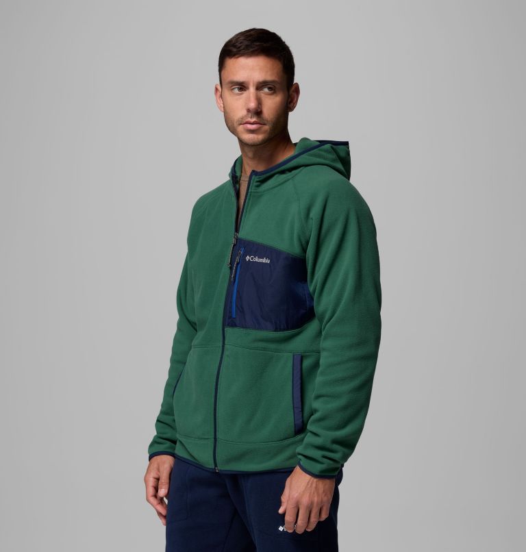 Men's Fast Trek Overlay Hooded Full Zip Jacket, Color: Rain Forest, Coll Navy, image 4