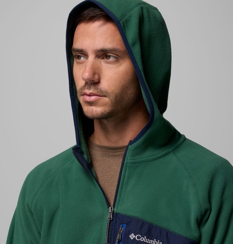 Men's Fast Trek Overlay Hooded Full Zip Jacket, Color: Rain Forest, Coll Navy, image 6