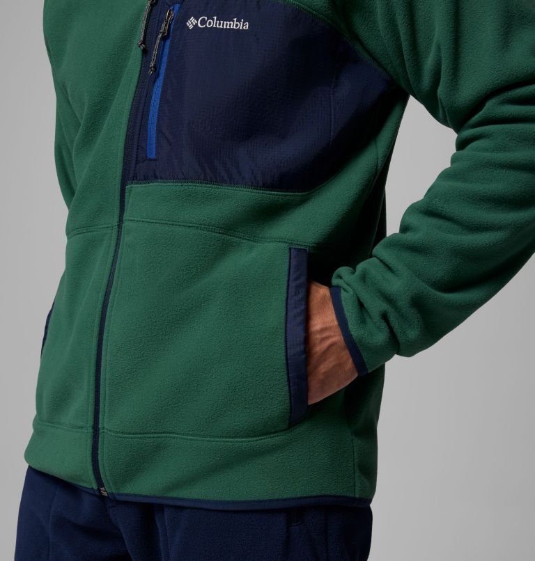 Men's Fast Trek Overlay Hooded Full Zip Jacket, Color: Rain Forest, Coll Navy, image 7