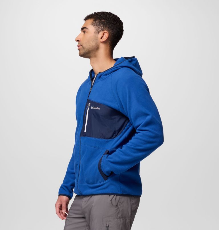 Men's Fast Trek Overlay Hooded Full Zip Jacket, Color: Mtn Blue, Coll Navy, image 4