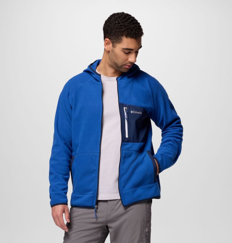Men's Fast Trek Overlay Hooded Full Zip Jacket, Color: Mtn Blue, Coll Navy, image 5