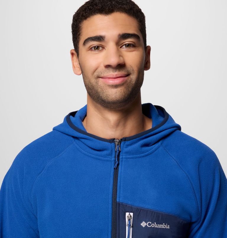 Men's Fast Trek Overlay Hooded Full Zip Jacket, Color: Mtn Blue, Coll Navy, image 6