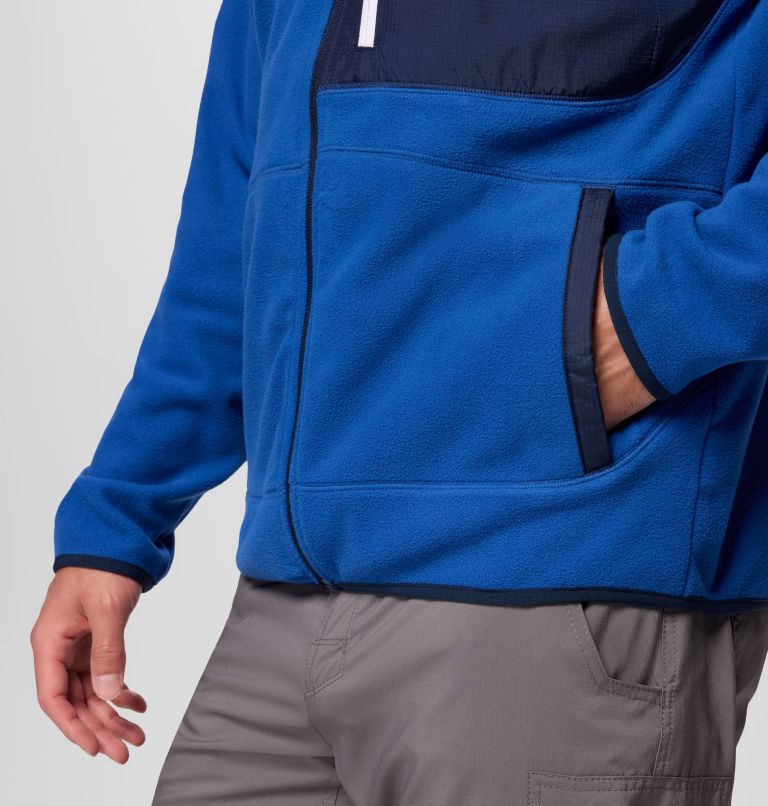 Men's Fast Trek Overlay Hooded Full Zip Jacket, Color: Mtn Blue, Coll Navy, image 7