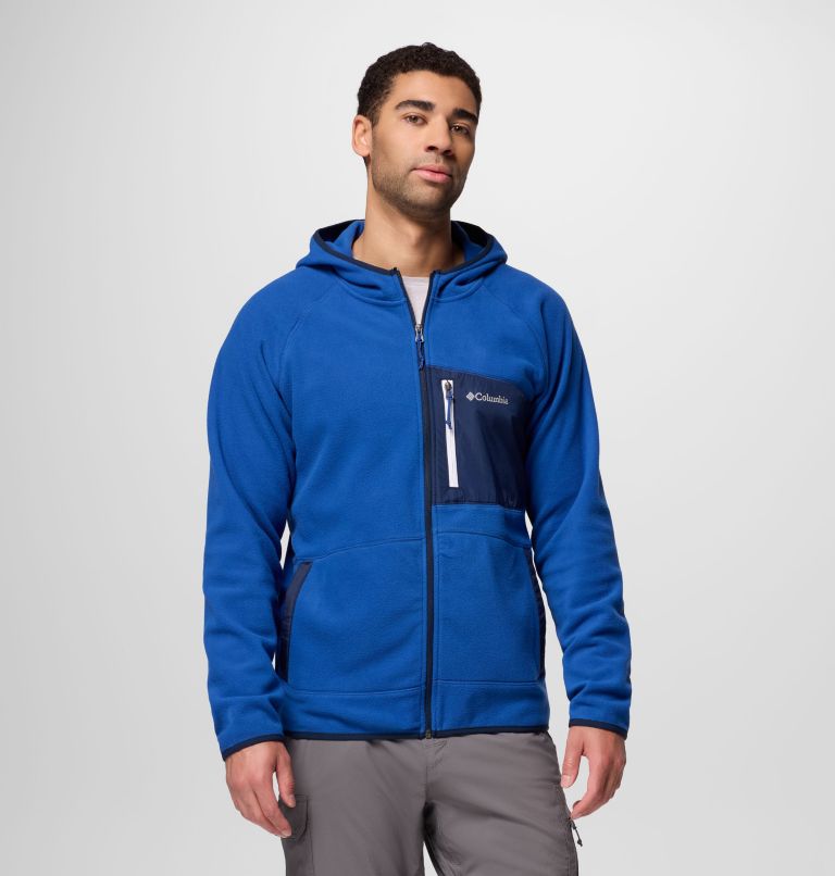 Men's Fast Trek Overlay Hooded Full Zip Jacket, Color: Mtn Blue, Coll Navy, image 1