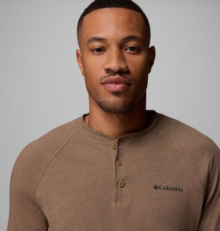 Men's Thistletown Hills Raglan Henley, Color: Delta Heather, image 5