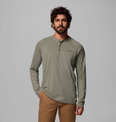Men's Thistletown Hills Raglan Henley, Color: Stone Green Heather, image 5
