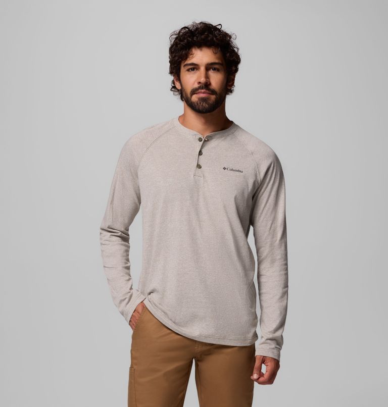 Men's Thistletown Hills Raglan Henley, Color: Stone Green Heather, image 1