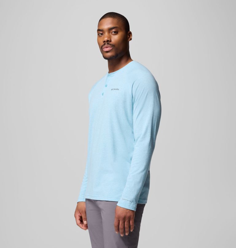 Men's Thistletown Hills Raglan Henley, Color: Vintage Blue Heather, image 4