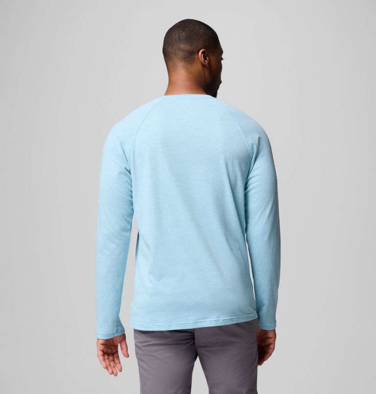 Men's Thistletown Hills Raglan Henley, Color: Vintage Blue Heather, image 3