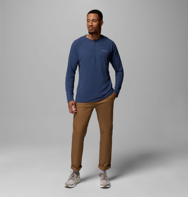 Men's Thistletown Hills Raglan Henley, Color: Dark Mountain Heather, image 2