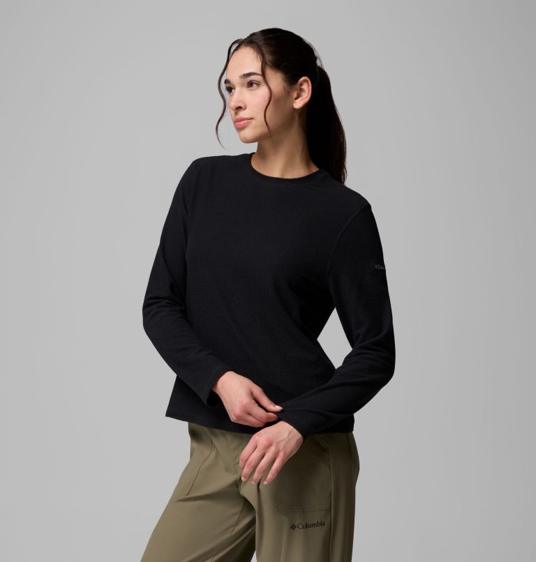 Women's Brea Falls Grid Crew Long Sleeve Shirt, Color: Black, image 4