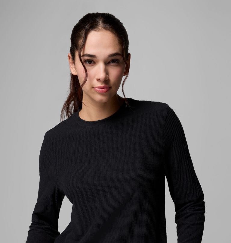 Women's Brea Falls Grid Crew Long Sleeve Shirt, Color: Black, image 5