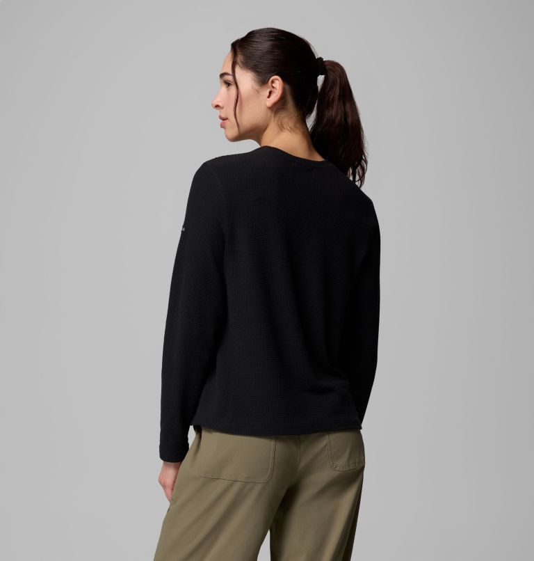 Women's Brea Falls Grid Crew Long Sleeve Shirt, Color: Black, image 3