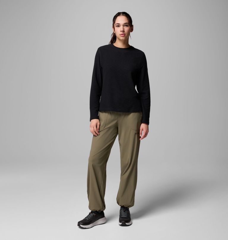 Women's Brea Falls Grid Crew Long Sleeve Shirt, Color: Black, image 2