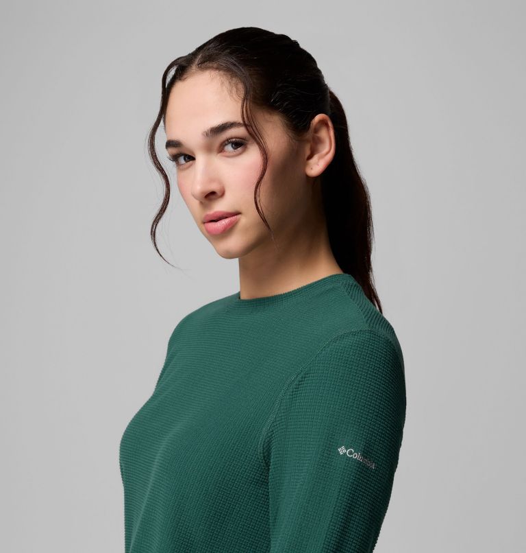 Women's Brea Falls Grid Crew Long Sleeve Shirt, Color: Rain Forest, image 5