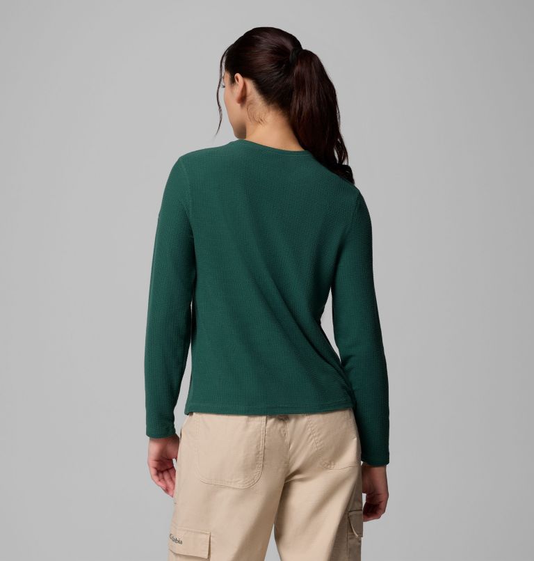 Women's Brea Falls Grid Crew Long Sleeve Shirt, Color: Rain Forest, image 3