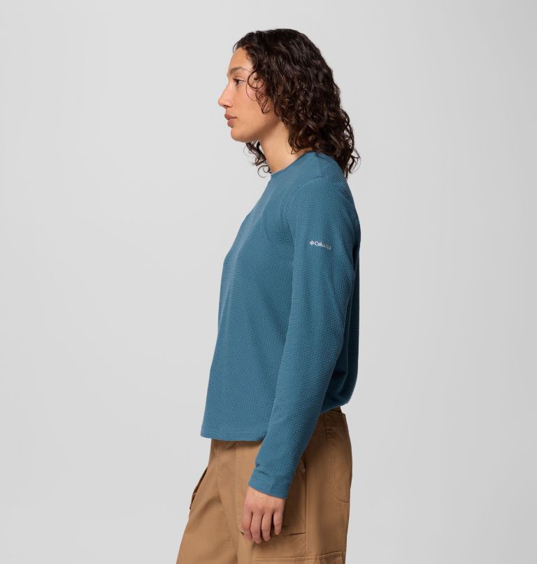 Women's Brea Falls Grid Crew Long Sleeve Shirt, Color: Everblue, image 4