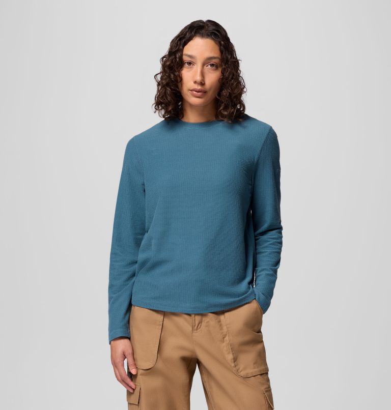 Women's Brea Falls Grid Crew Long Sleeve Shirt, Color: Everblue, image 1