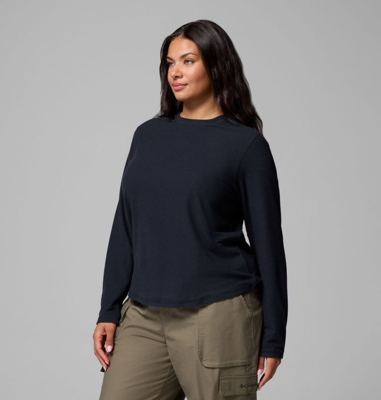 Brea Falls Grid Crew LS | 010 | 3X, Color: Black, image 4