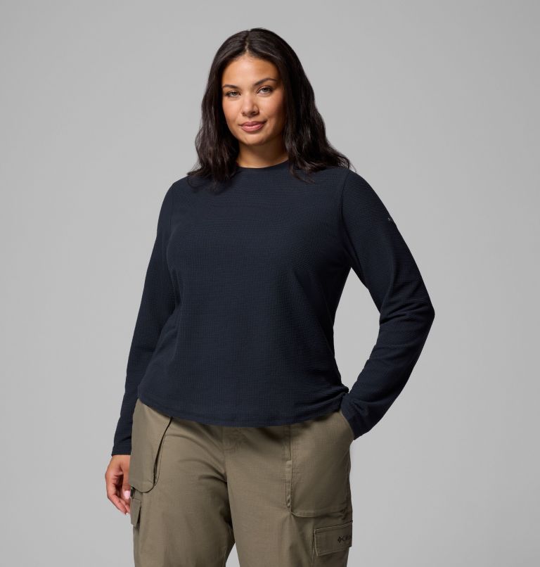 Brea Falls Grid Crew LS | 010 | 3X, Color: Black, image 1
