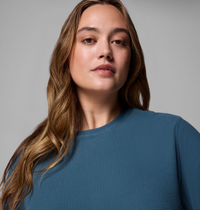 Women's Brea Falls Grid Crew Long Sleeve Shirt - Plus Size, Color: Everblue, image 5