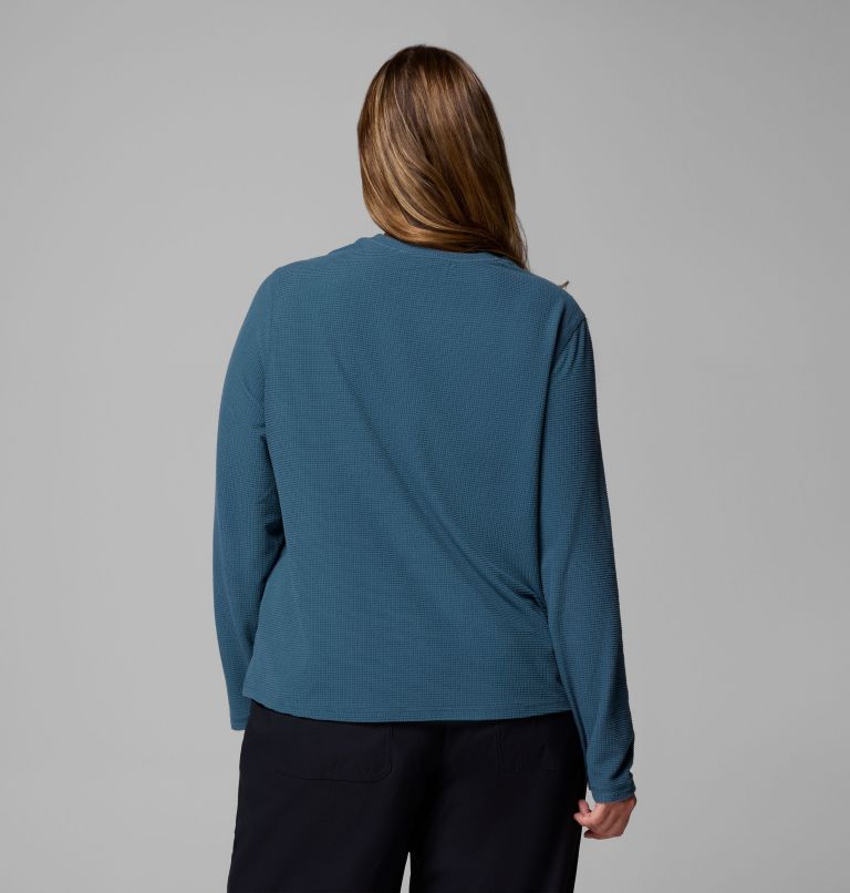 Women's Brea Falls Grid Crew Long Sleeve Shirt - Plus Size, Color: Everblue, image 3