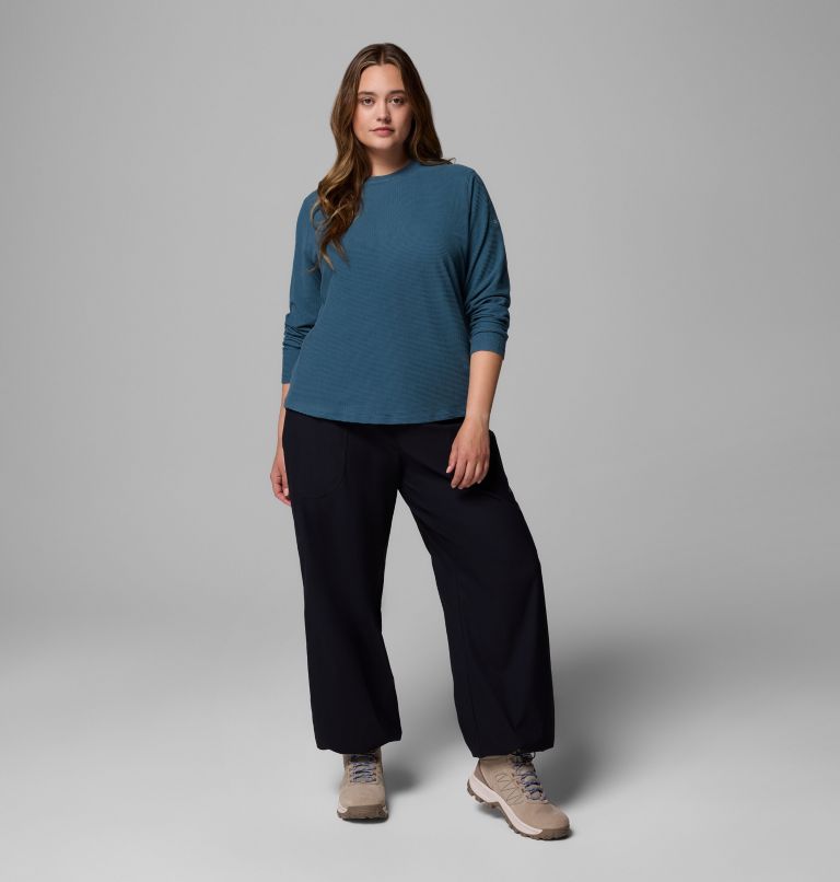 Women's Brea Falls Grid Crew Long Sleeve Shirt - Plus Size, Color: Everblue, image 2