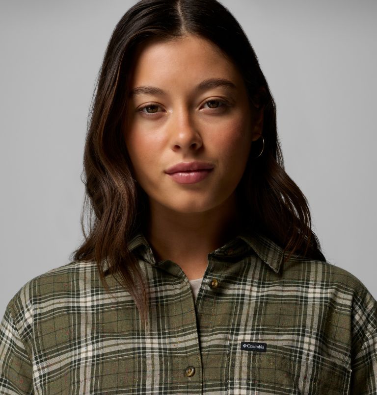 Women's Blue Point Creek Woven Long Sleeve Shirt, Color: Stone Green Everyday Tartan, image 6