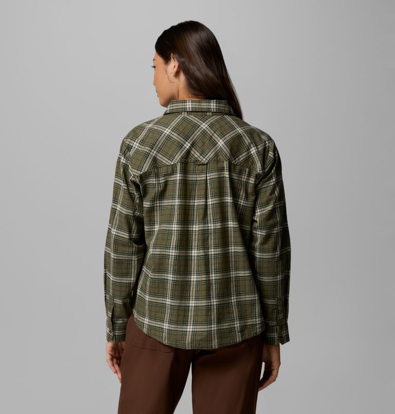 Women's Blue Point Creek Woven Long Sleeve Shirt, Color: Stone Green Everyday Tartan, image 3