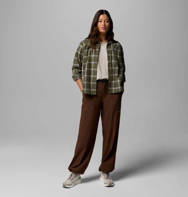 Women's Blue Point Creek Woven Long Sleeve Shirt, Color: Stone Green Everyday Tartan, image 2