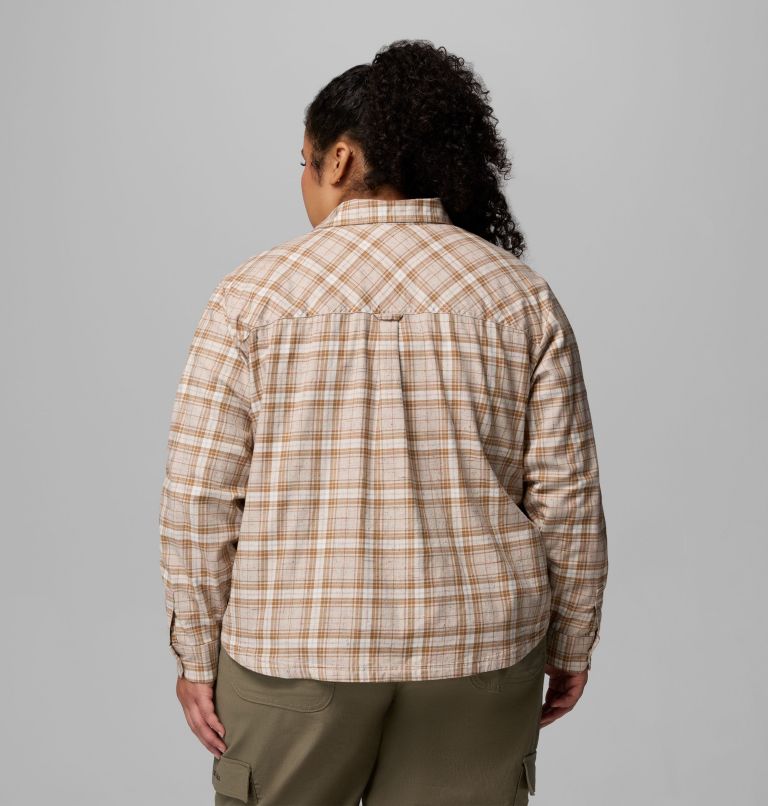 Women's Blue Point Creek Woven Long Sleeve Shirt - Plus Size, Color: Dark Stone Everyday Tartan, image 3