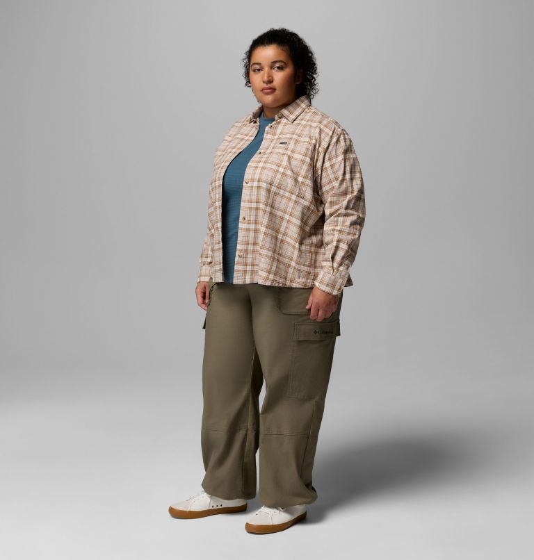 Women's Blue Point Creek Woven Long Sleeve Shirt - Plus Size, Color: Dark Stone Everyday Tartan, image 2