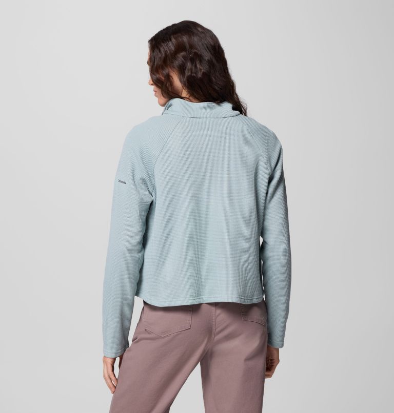 Women's Holly Hideaway Waffle Half Snap Shirt, Color: Crushed Blue, image 3