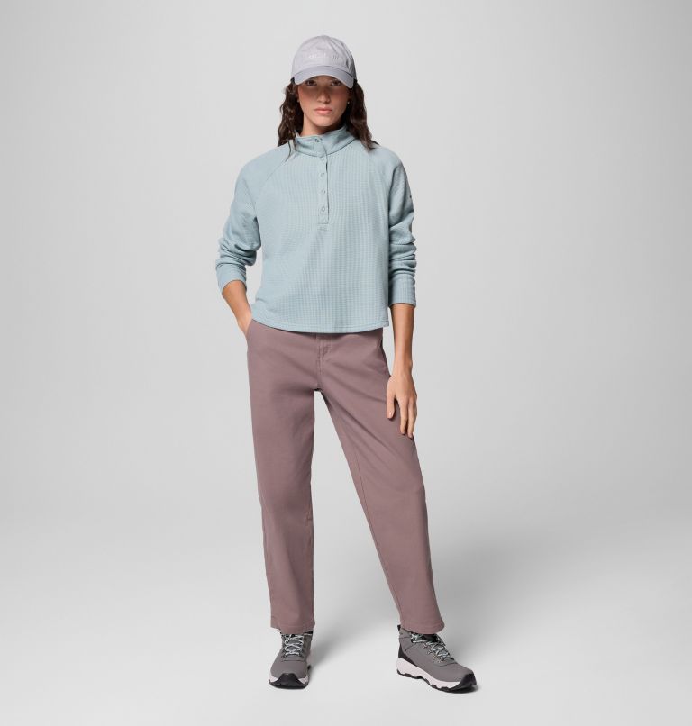 Women's Holly Hideaway Waffle Half Snap Shirt, Color: Crushed Blue, image 2
