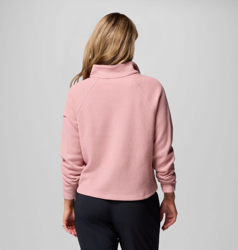 Women's Holly Hideaway Waffle Half Snap Shirt, Color: Eraser Pink, image 3