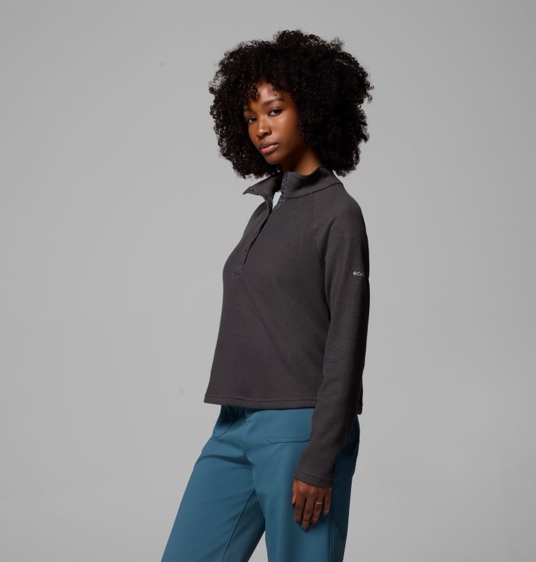 Camiseta con cierre medio y textura tipo gofre Holly Hideaway para mujer, Color: Shark, image 4