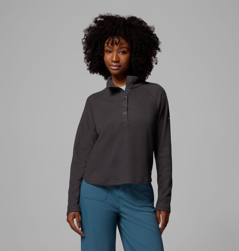 Camiseta con cierre medio y textura tipo gofre Holly Hideaway para mujer, Color: Shark, image 1