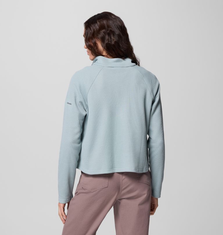 Camiseta con cierre medio y textura tipo gofre Holly Hideaway para mujer, Color: Crushed Blue, image 3